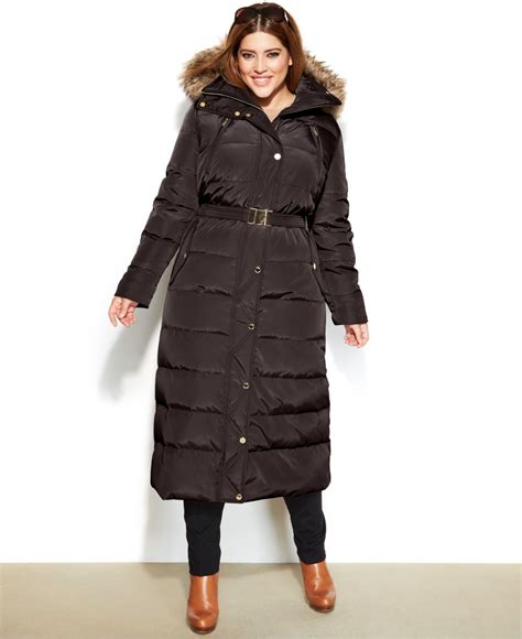 michael michael kors faux fur trim maxi puffer coat|Michael Kors puffer coats women's.